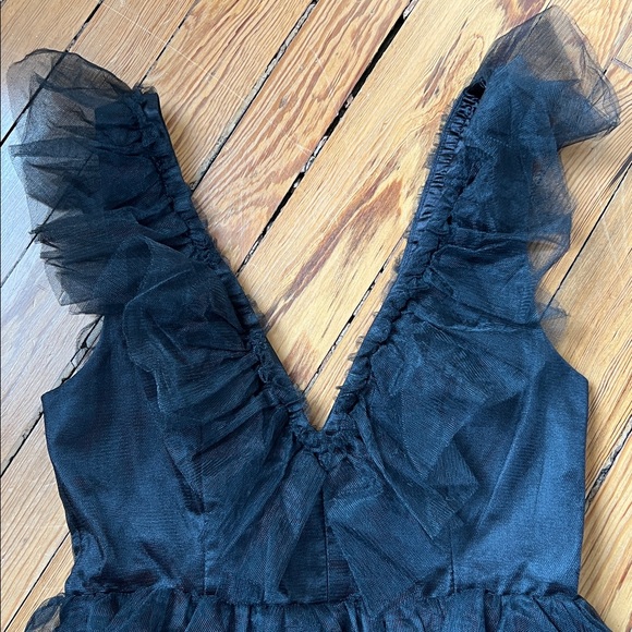 Lulu's Striking Sensation Black Tulle Tiered Ruffled Mini Dress - Picture 5 of 15